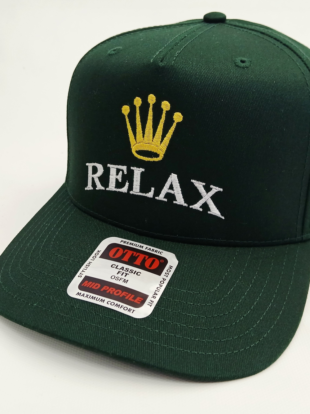OTTO Green Relax Embroidered Crown Cap